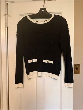 Jason Wu Black Crewneck Sweater with White Trim